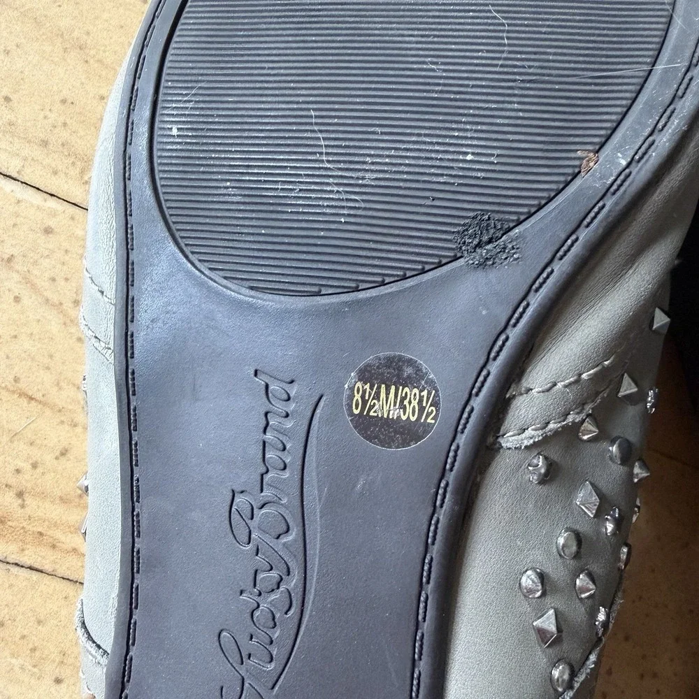 Lucky Brand Gedi Studded Leather Oxford‎ Gray Shoes Size 8.5 M Womens